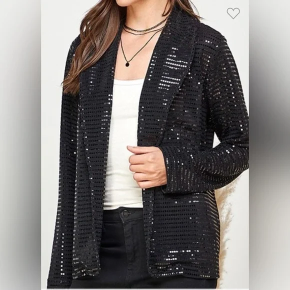 Black Sequin Blazer - Picture 1 of 5